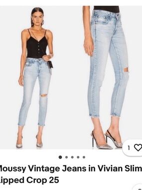 Moussy Light Wash Distressed Cropped Slim Jeans